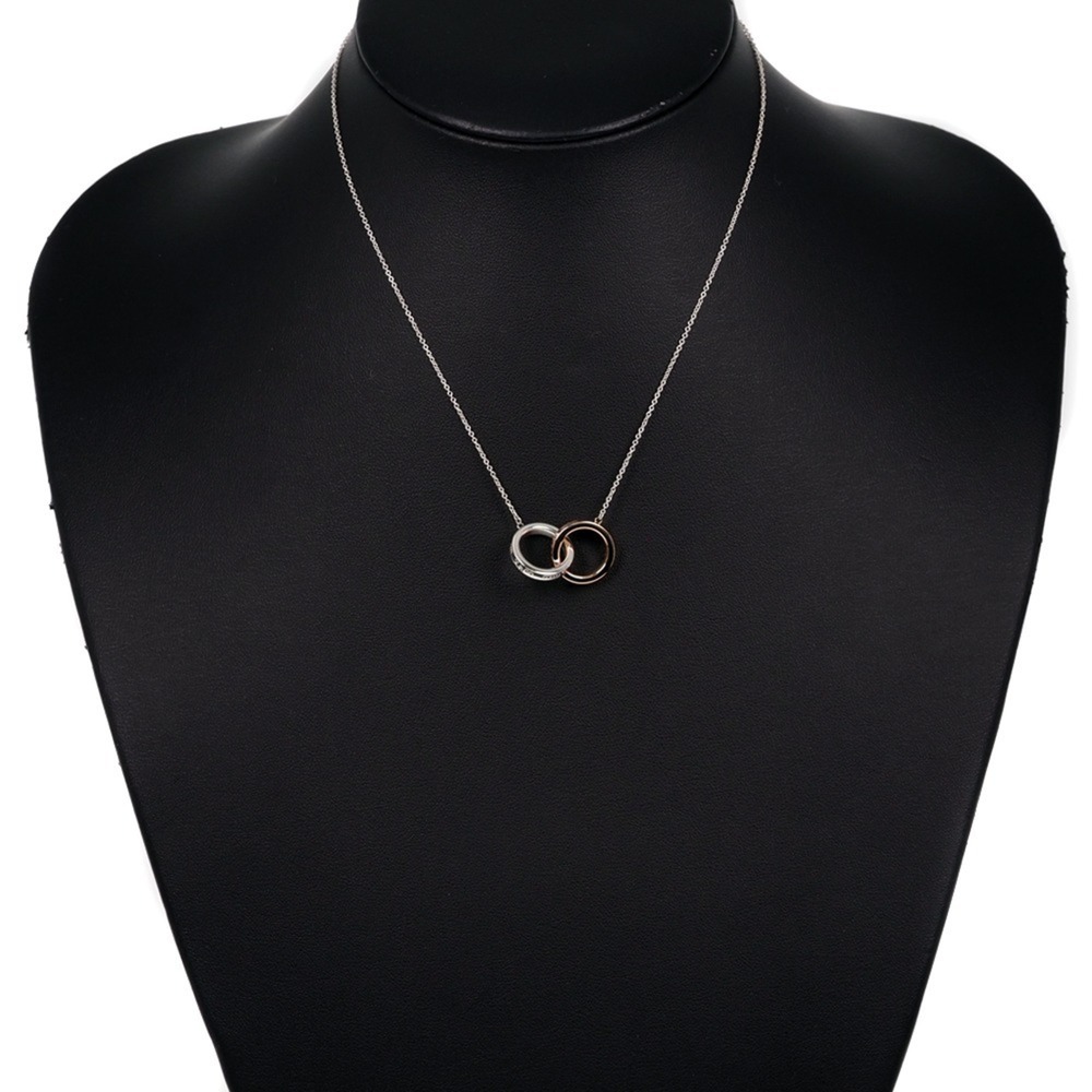 TIFFANY 1837 Interlocking Circle Silver 925 x Rubedo Metal Women's Necklace - Picture 2 of 8